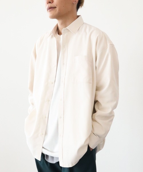 CRAFT STANDARD BOUTIQUE(クラフトスタンダードブティック)の「T/Rレギュラーカラーシャツ *(シャツ/ブラウス・メンズ・アイボリー/ブルーグレー/ダークグリーン/チャコールグレー・M/L/LL)」の2枚目の写真