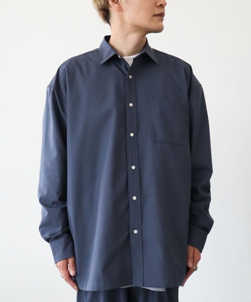 CRAFT STANDARD BOUTIQUE(クラフトスタンダードブティック)の「T/Rレギュラーカラーシャツ *(シャツ/ブラウス・メンズ・アイボリー/ブルーグレー/ダークグリーン/チャコールグレー・M/L/LL)」の4枚目の写真