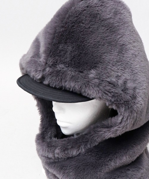 A.M.S.（エーエムエス）の「ふわふわ フェイクファー ビッグシルエット フーディー（ネックウォーマー/スヌード・メンズ・カーキ/グレー/ベージュ/ブラック・FREE）」の18枚目の写真