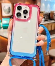 TeddyShop | 【iPhone14/13用】ハイブリッドグラデーションネックストラップ付ケース(スマホケース/カバー)