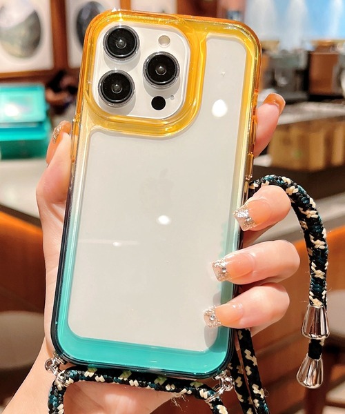 TeddyShop（テディショップ）の「【iPhone14/13用】ハイブリッドグラデーションネックストラップ付ケース（スマホケース/カバー・メンズ・イエロー×グリーン/パープル/ブラック×ブルー/ネイビー/ピンク・ONE SIZE）」の5枚目の写真