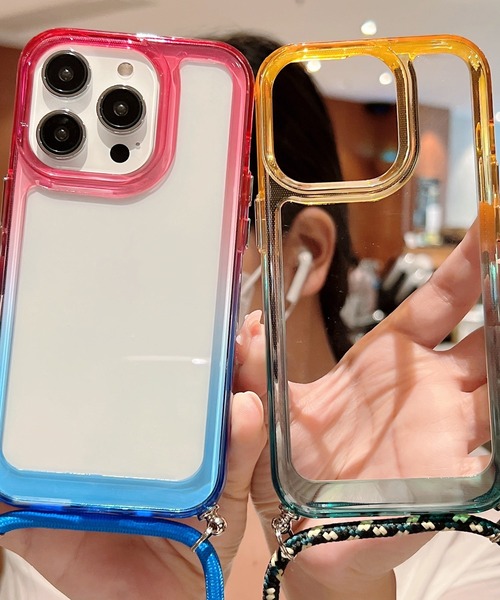 TeddyShop（テディショップ）の「【iPhone14/13用】ハイブリッドグラデーションネックストラップ付ケース（スマホケース/カバー・メンズ・イエロー×グリーン/パープル/ブラック×ブルー/ネイビー/ピンク・ONE SIZE）」の13枚目の写真