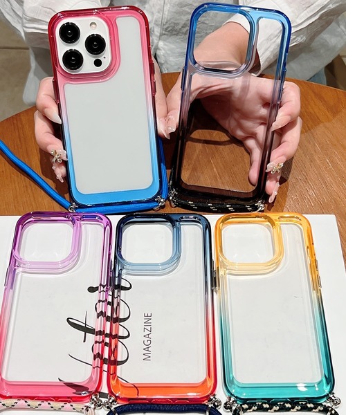 TeddyShop（テディショップ）の「【iPhone14/13用】ハイブリッドグラデーションネックストラップ付ケース（スマホケース/カバー・メンズ・イエロー×グリーン/パープル/ブラック×ブルー/ネイビー/ピンク・ONE SIZE）」の14枚目の写真