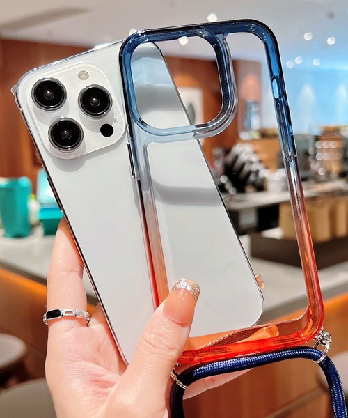 TeddyShop（テディショップ）の「【iPhone14/13用】ハイブリッドグラデーションネックストラップ付ケース（スマホケース/カバー・メンズ・イエロー×グリーン/パープル/ブラック×ブルー/ネイビー/ピンク・ONE SIZE）」の7枚目の写真