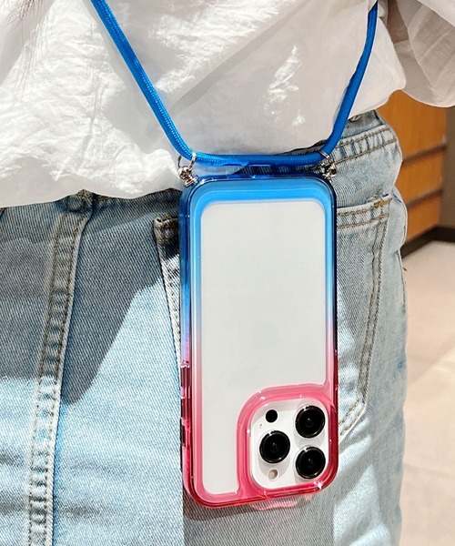 TeddyShop（テディショップ）の「【iPhone14/13用】ハイブリッドグラデーションネックストラップ付ケース（スマホケース/カバー・メンズ・イエロー×グリーン/パープル/ブラック×ブルー/ネイビー/ピンク・ONE SIZE）」の9枚目の写真