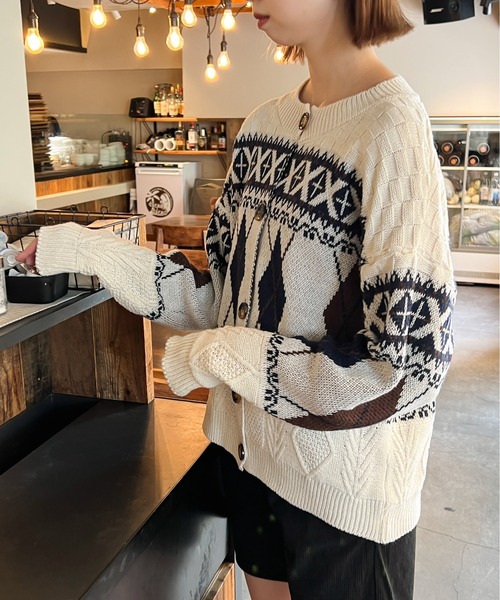 Ambre Ciel(アンブルシエル)の「ノルディック柄カーディガン/【WEB/EC限定商品】(ニット/セーター・レディース・アイボリー/ネイビー・FREE)」の9枚目の写真