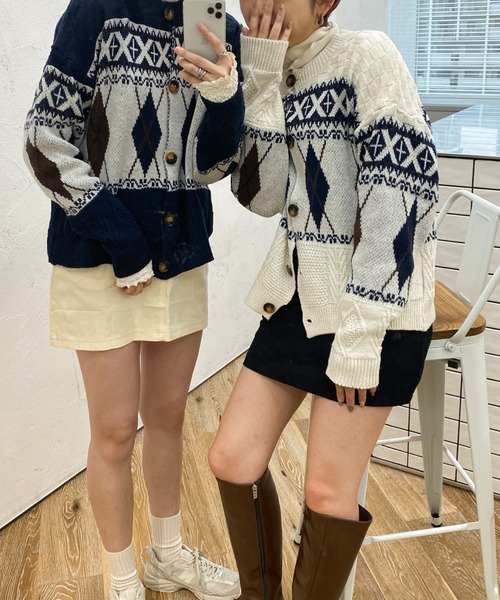 Ambre Ciel(アンブルシエル)の「ノルディック柄カーディガン/【WEB/EC限定商品】(ニット/セーター・レディース・アイボリー/ネイビー・FREE)」の10枚目の写真