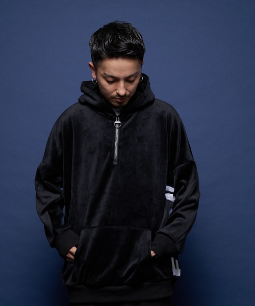 JACKROSE(ジャックローズ)の「JE-マイクロスウェード・ロゴ-ZIPプルオーバー(パーカー・メンズ・グレー/ブラック・M/L)」の17枚目の写真