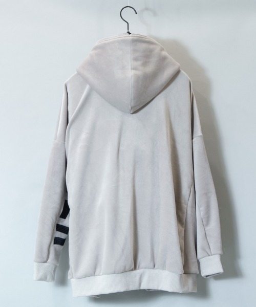 JACKROSE(ジャックローズ)の「JE-マイクロスウェード・ロゴ-ZIPプルオーバー(パーカー・メンズ・グレー/ブラック・M/L)」の11枚目の写真