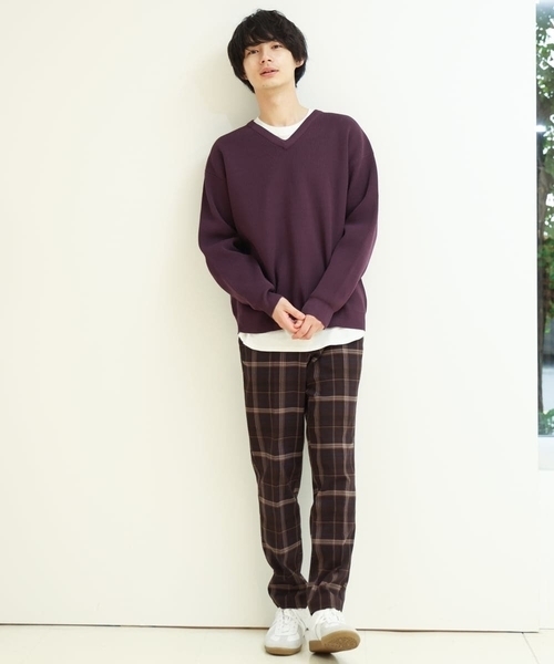 a.v.v（アーヴェヴェ）の「【S-XXL】チェック柄裏起毛スマートスラックス（スラックス・メンズ・ブラウン/ライトブラウン/チャコールグレー/ブラック・44/46/48/50/52）」の5枚目の写真