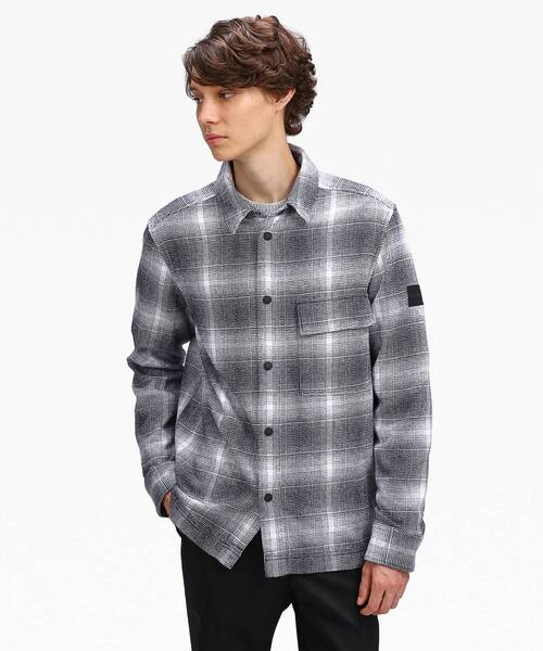Calvin Klein(カルバン・クライン)の「ブラッシュドチェックインドアシャツ(シャツ/ブラウス・メンズ・ブラウン系その他/ブラック・L/S/M/XL)」の12枚目の写真