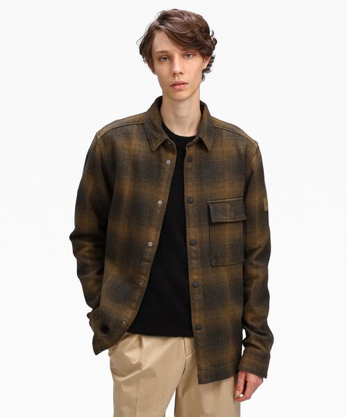 Calvin Klein(カルバン・クライン)の「ブラッシュドチェックインドアシャツ(シャツ/ブラウス・メンズ・ブラウン系その他/ブラック・L/S/M/XL)」の13枚目の写真