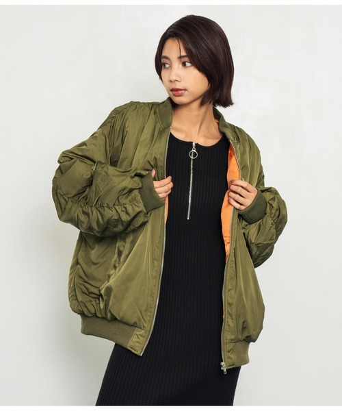 ANAP（アナップ）の「ボリュームMA-1（MA-1・レディース・アイボリー/カーキ/ブラック・FREE）」の20枚目の写真