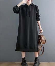 FREE STYLISTS（フリー スタイリスト）の「裏起毛サイドスリット　フードパーカーマキシ丈ワンピース（ワンピース）」