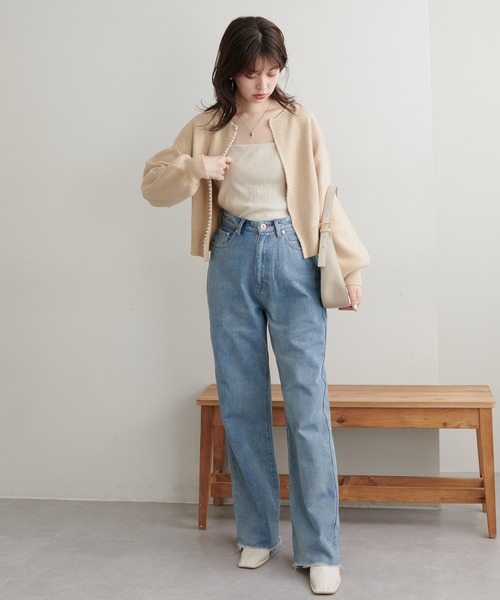 natural couture(ナチュラルクチュール)の「新色登場!/パールトリムクルーネックカーディガン(カーディガン/ボレロ・レディース・ベージュ/モカ/オフホワイト/ネイビー/ブラック/ピンクベージュ/イエロー・FREE)」の22枚目の写真