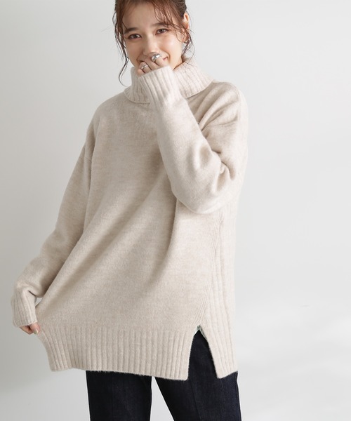 ◆タートルネックオーバーニット