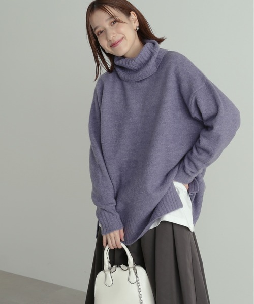 N.（N. Natural Beauty Basic）（エヌエヌナチュラルビューティーベーシック）の「◆タートルネックオーバーニット（ニット/セーター・レディース・ダークブルー/イエロー/オレンジ/ナチュラル・MEDIUM）」の8枚目の写真