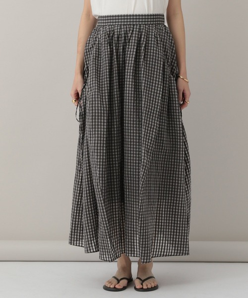 Curensology（カレンソロジー）の「Curensology(カレンソロジー)/コットンシルクギンガムスカート（スカート・レディース・ブラック・FREE）」の5枚目の写真