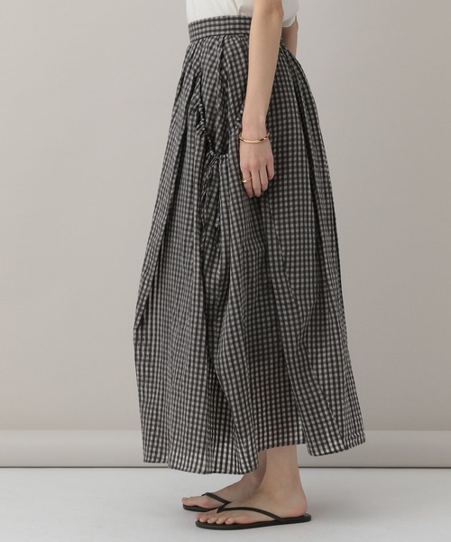 Curensology（カレンソロジー）の「Curensology(カレンソロジー)/コットンシルクギンガムスカート（スカート・レディース・ブラック・FREE）」の6枚目の写真