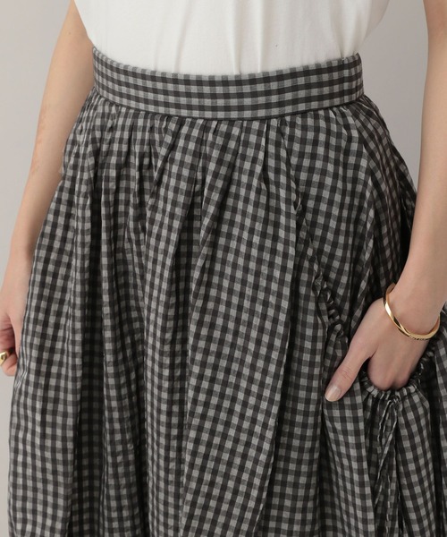 Curensology（カレンソロジー）の「Curensology(カレンソロジー)/コットンシルクギンガムスカート（スカート・レディース・ブラック・FREE）」の8枚目の写真