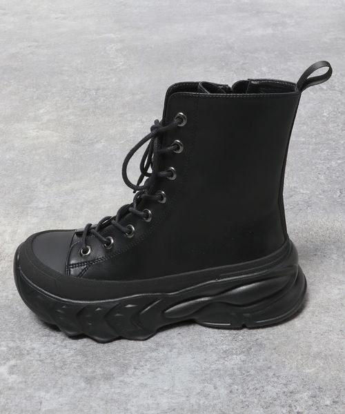 JEANASIS（ジーナシス）の「レースアップスニーカーブーツ/182863（ブーツ・レディース・ベージュ/ブラック・MEDIUM/LARGE）」の4枚目の写真