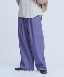 ADAM ET ROPE' | オーガニックコットン カラーデニム 3タック ワイドスラックス/サステナブル(デニムパンツ)