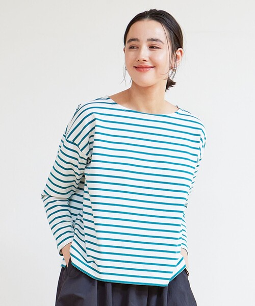 UNFILO(アンフィーロ)の「【LEE.3月号掲載】ボーダーワイドT(Tシャツ/カットソー・レディース・ブラック系1/ピンク系1/パイングリーン系1/ブルー系1・MEDIUM/LARGE/SMALL)」の3枚目の写真
