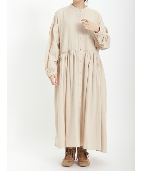 Samansa Mos2（サマンサ モスモス）の「ギャザーシャツワンピース（ワンピース・レディース・ブラック/ベージュ/チャコール・ﾌﾘ-）」の8枚目の写真