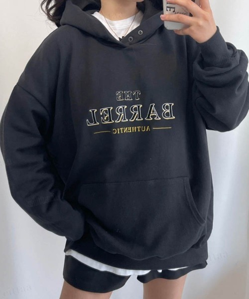 Dalfwin（ダールフィン）の「刺繍ロゴオーバーサイズフーディーパーカー（パーカー・レディース・ブルー/アイボリー/チャコールグレー・FREE）」の7枚目の写真