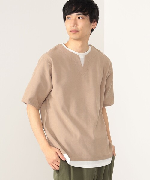 BEAMS HEART(ビームスハート)の「BEAMS HEART / スリットネック フェイクレイヤー ワッフル Tシャツ(ユニセックス)(Tシャツ/カットソー・メンズ・ベージュ/グリーン系その他/ブルー系その他・SMALL/MEDIUM/LARGE/X-LARGE)」の6枚目の写真