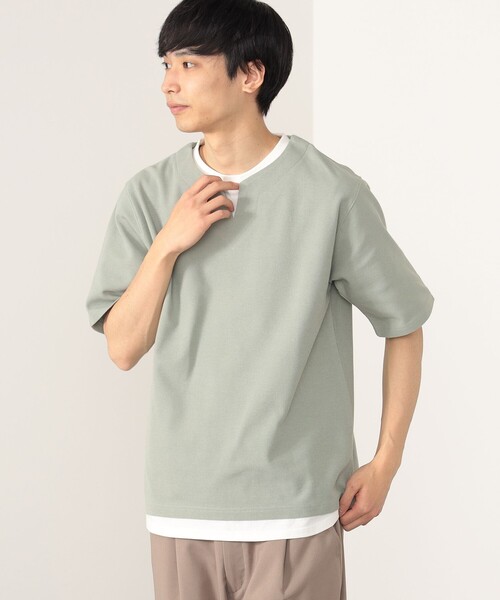 BEAMS HEART(ビームスハート)の「BEAMS HEART / スリットネック フェイクレイヤー ワッフル Tシャツ(ユニセックス)(Tシャツ/カットソー・メンズ・ベージュ/グリーン系その他/ブルー系その他・SMALL/MEDIUM/LARGE/X-LARGE)」の13枚目の写真