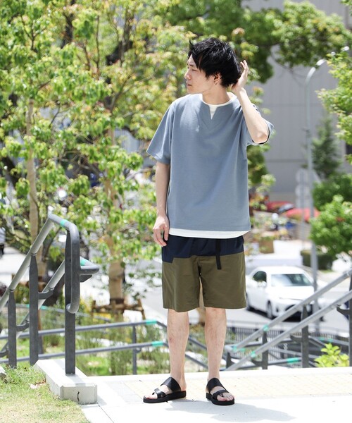 BEAMS HEART(ビームスハート)の「BEAMS HEART / スリットネック フェイクレイヤー ワッフル Tシャツ(ユニセックス)(Tシャツ/カットソー・メンズ・ベージュ/グリーン系その他/ブルー系その他・SMALL/MEDIUM/LARGE/X-LARGE)」の14枚目の写真
