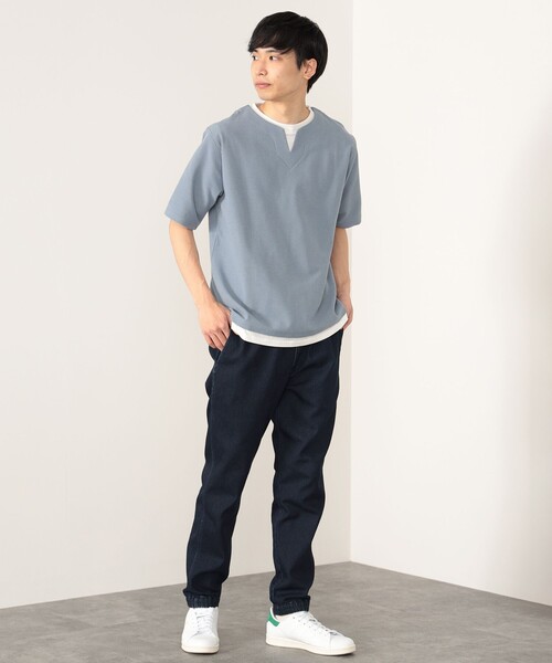 BEAMS HEART(ビームスハート)の「BEAMS HEART / スリットネック フェイクレイヤー ワッフル Tシャツ(ユニセックス)(Tシャツ/カットソー・メンズ・ベージュ/グリーン系その他/ブルー系その他・SMALL/MEDIUM/LARGE/X-LARGE)」の17枚目の写真