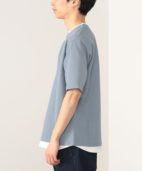 BEAMS HEART(ビームスハート)の「BEAMS HEART / スリットネック フェイクレイヤー ワッフル Tシャツ(ユニセックス)(Tシャツ/カットソー・メンズ・ベージュ/グリーン系その他/ブルー系その他・SMALL/MEDIUM/LARGE/X-LARGE)」の22枚目の写真