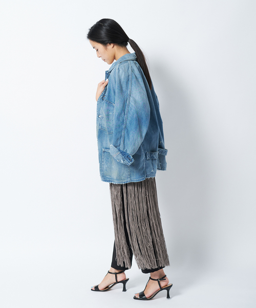 Bonum（ボナム）の「フリンジラップニットスカート / Fringe wrap knit skirt（スカート・レディース・チャコールグレー/ホワイト・FREE）」の15枚目の写真
