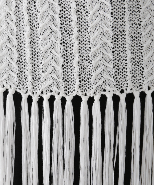 Bonum（ボナム）の「フリンジラップニットスカート / Fringe wrap knit skirt（スカート・レディース・チャコールグレー/ホワイト・FREE）」の11枚目の写真