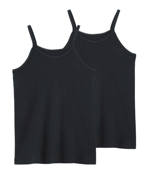 こどもグンゼ（コドモグンゼ）の「こどもグンゼ 女の子 キャミソール 抗菌防臭 部屋干し対応 2枚組　綿100％（インナーウェア/肌着・キッズ・ホワイト/ブラック・100/120/110/130/160/140/150）」の2枚目の写真