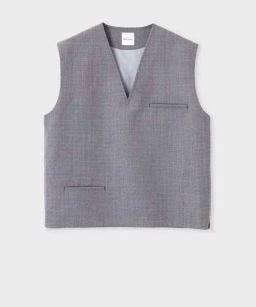 Paul Smith(ポールスミス)の「マイクロチェック プルオーバー ウエストコート / 133103 096Y(ベスト・メンズ・ピンク/ブルーグリーン・MEDIUM/LARGE)」の1枚目の写真