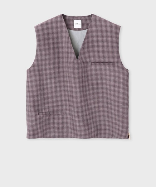 Paul Smith(ポールスミス)の「マイクロチェック プルオーバー ウエストコート / 133103 096Y(ベスト・メンズ・ピンク/ブルーグリーン・MEDIUM/LARGE)」の2枚目の写真