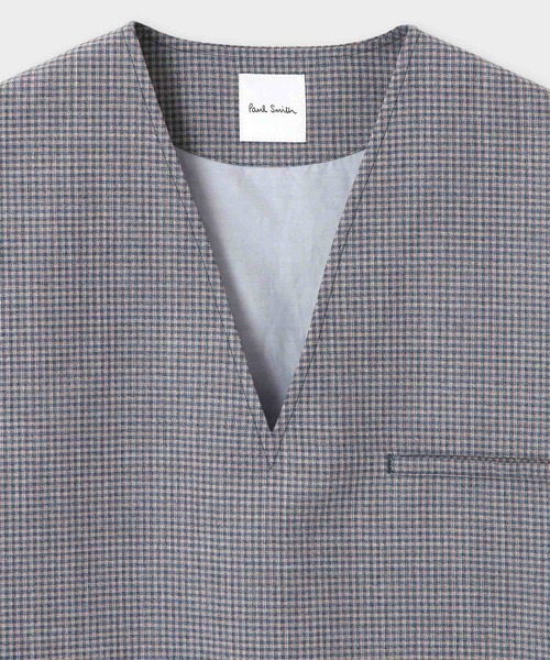 Paul Smith(ポールスミス)の「マイクロチェック プルオーバー ウエストコート / 133103 096Y(ベスト・メンズ・ピンク/ブルーグリーン・MEDIUM/LARGE)」の4枚目の写真