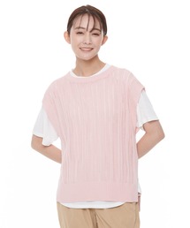 ニットベスト × ラウンドテール Tシャツ セット