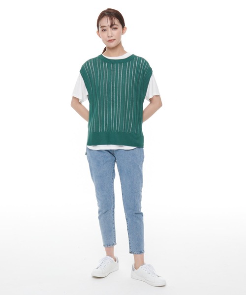 Arnold Palmer（アーノルドパーマー）の「ニットベスト × ラウンドテール Tシャツ セット（アンサンブル・レディース・グリーン/ベージュ/ピンク・L/M/S）」の11枚目の写真