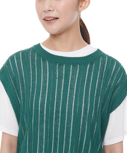 Arnold Palmer（アーノルドパーマー）の「ニットベスト × ラウンドテール Tシャツ セット（アンサンブル・レディース・グリーン/ベージュ/ピンク・L/M/S）」の4枚目の写真