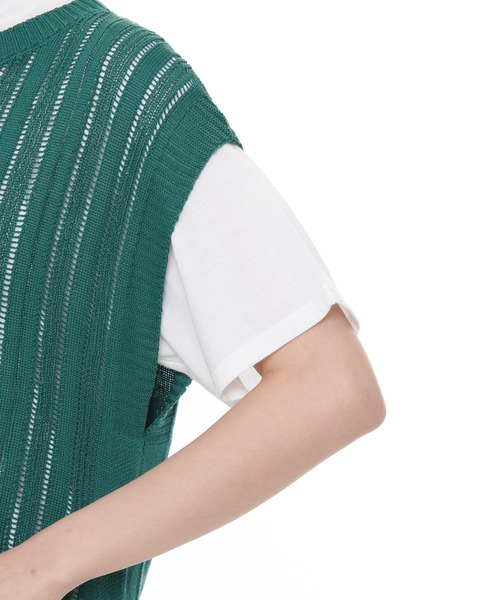 Arnold Palmer（アーノルドパーマー）の「ニットベスト × ラウンドテール Tシャツ セット（アンサンブル・レディース・グリーン/ベージュ/ピンク・L/M/S）」の5枚目の写真