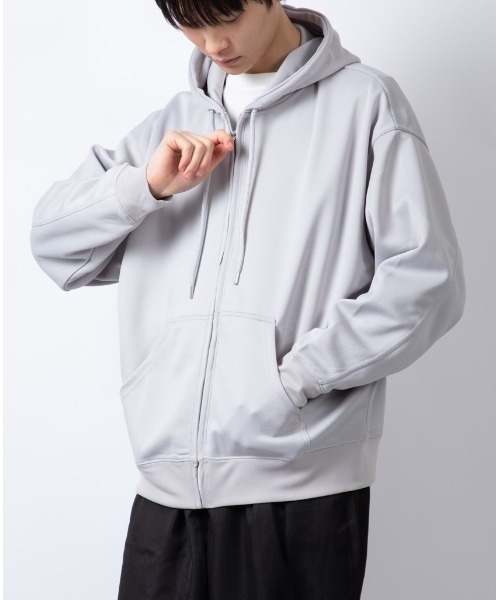 Beno（ビーノ）の「TECHダンボール ルーズシルエット フルZIPフーディ（パーカー・メンズ・モカ/ライトグレー/ブラック/ダークブルー・M/L）」の3枚目の写真