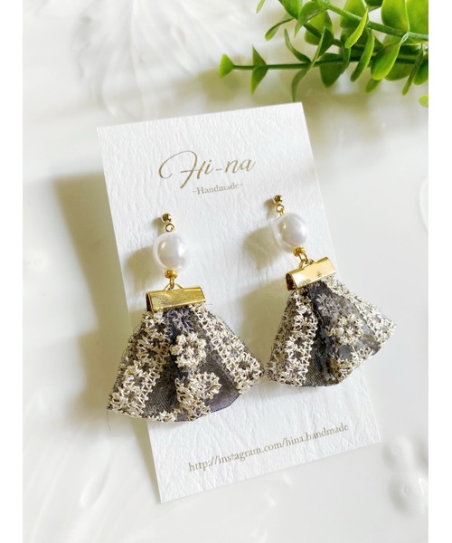 【国内発送】Helen ビッグパール＆キラキラタッセル ピアス ea22p027-01.jpg