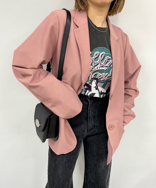 WHO'S WHO gallery（フーズフーギャラリー）の「ルーズテーラードジャケット（テーラードジャケット・レディース・ブラック/ピンク/オレンジ/ブラック系その他/ミント・FREE）」の4枚目の写真