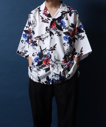 Total Pattern Print Big Silhouette Open Collar Shirt/総柄 ビッグシルエット オープンカラーシャツ