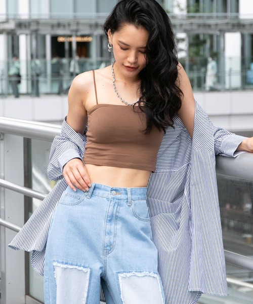 FOREVER 21（フォーエバー トゥエンティーワン）の「カップ付きクロップドキャミ（キャミソール・レディース・ホワイト/グリーン系その他/ブラック/グリーン系その他6/ホワイト系その他2/ブラウン系その他7/グレー系その他・SMALL/MEDIUM/LARGE）」の5枚目の写真