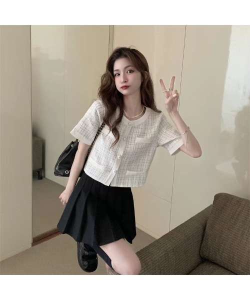 SpRay（スプレイ）の「ツィードライクカーディガン（カーディガン/ボレロ・レディース・オフホワイト/ブラック・FREE）」の4枚目の写真